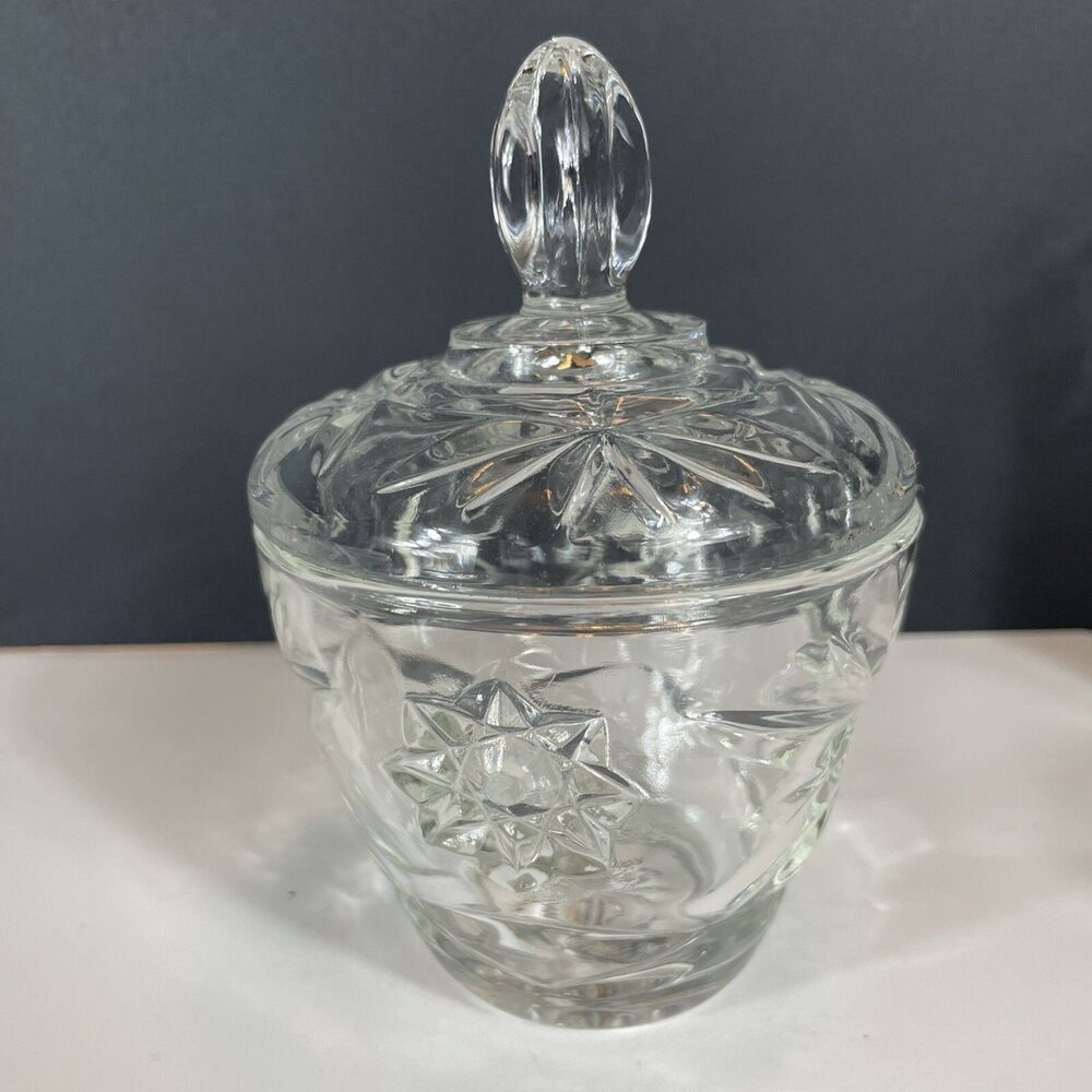 Anchor Hocking Prescut Star of David Creamers & Sugar Bowl Lid Vtg MCM - Picture 13 of 16
